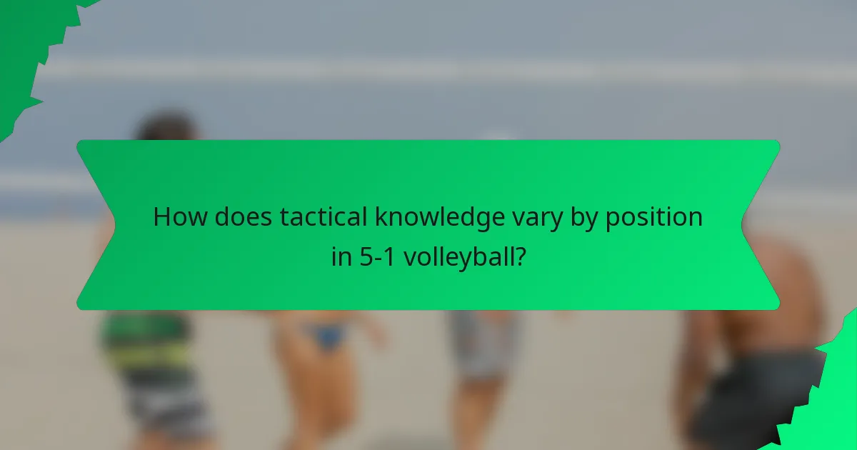 How does tactical knowledge vary by position in 5-1 volleyball?